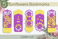 Sunflowers bookmark svg, Flowers gift tags layered papercut Product Image 2