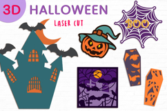 3d Halloween decor svg, Layered halloween laser cut Product Image 1