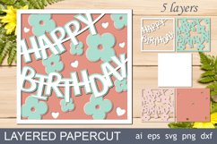 Layered birthday card svg, Happy birthday shadow box Product Image 1