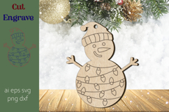Christmas snowman ornament svg, Laser engraving winter Product Image 1