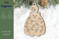 Christmas cat ornament svg, Laser engraving decoration Product Image 1