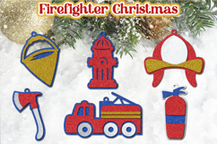 Firefighter Christmas ornament svg, 3d decoration Fireman Product Image 1