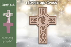 Christmas cross, Nativity scene cross, Religious Laser cut Product Image 2
