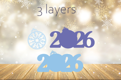 2026 New Year sign layered, Holiday decoration laser cut Product Image 2
