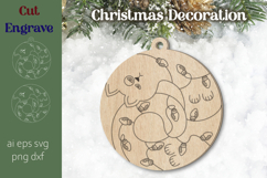 Christmas cat ornament svg, Round decoration Laser engraving Product Image 1
