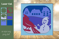 Christmas shadow box svg, Layered Winter scene papercut Product Image 1