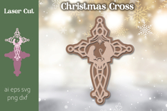 Nativity scene cross, Christmas cross, Religious Laser cut Product Image 1