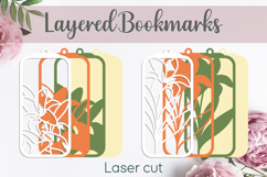 Lily flower bookmarks, Layered floral bookmark, Gift tag svg Product Image 2