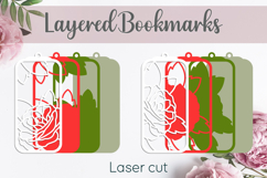 Roses bookmarks svg, Layered flowers gift tags laser cut Product Image 3
