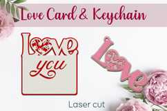 Valentines day gift card and wooden keychain, Love laser cut Product Image 1