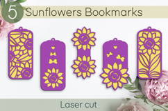 Sunflowers bookmark svg, Flowers gift tags layered papercut Product Image 1