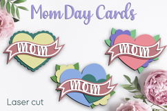 Mothers day cards laser cut, Mom gift card, Layered heart Product Image 1