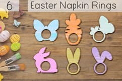Easter napkin rings laser cut, Easter bunny wooden decor Product Image 1