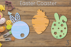 Easter coaster svg laser cut, Bunny Carrot and Egg decor Product Image 1