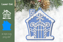 Gingerbread house svg, Christmas ornament laser cut layered Product Image 1