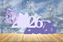 New Year 2026 sign svg, Layered winter decoration, laser cut Product Image 2