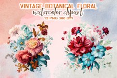 Vintage Botanical Floral Watercolor Clipart Product Image 4