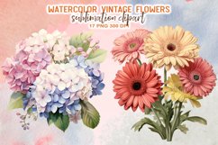 Vintage Flowers Watercolor Clipart Product Image 4