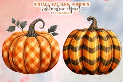 Vintage Pattern Pumpkin Sublimation Clipart Product Image 4