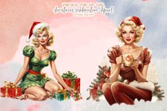 Vintage Pin-Up Christmas Girl Sublimation Clipart Product Image 4