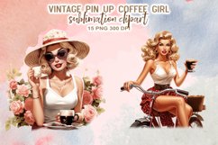 Vintage Pin-Up Coffee Girl Sublimation Clipart Product Image 4