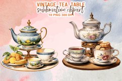 Vintage Tea Table Sublimation Clipart Product Image 4