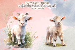Watercolor Baby Farm Animals Sublimation Clipart Product Image 4
