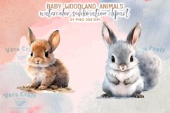 Watercolor Baby Woodland Animals Sublimation Clipart Product Image 4