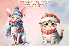 Watercolor Christmas Cat Sublimation Clipart Product Image 4