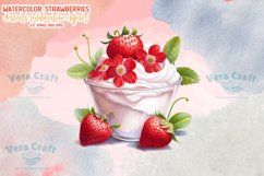 Watercolor Strawberries Desserts Sublimation Clipart Product Image 4