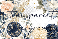 Navy Blue Floral Wedding Watercolor Clipart Product Image 2