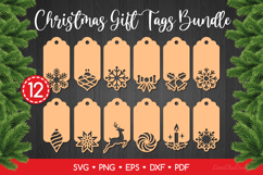 Christmas Decorative Gift Tags SVG Bundle, Papercut Tag Product Image 1