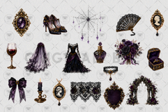 Purple Gothic Wedding Clipart Product Image 3