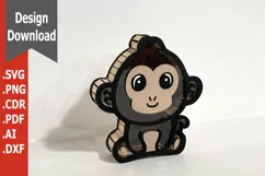 Laser cut wooden piggy bank box cute monkey svg file Product Image 1