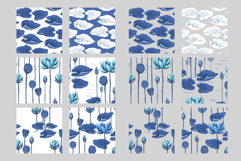 A set of seamless patterns with lotuses. 12 variations. Product Image 4