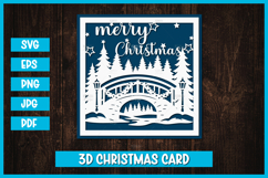Christmas Greeting Paper Cut Card I Christmas Card SVG Product Image 1
