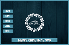 Merry Christmas Floral Wreath SVG, Christmas wreath svg Product Image 1