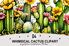 Whimsical Cactus Clipart Watercolor PNG Product Image 1