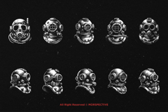 10 Bundle Dark Art Divers Helm Skull Snorkeling Scuba Product Image 6