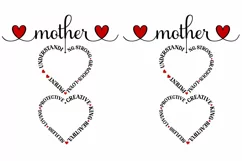 Mom Mothers Day SVG Mother SVG Dual Heart Mom Tshirt Design Product Image 1