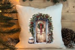 Christmas Door Watercolor Clipart, Christmas Door PNG Product Image 4