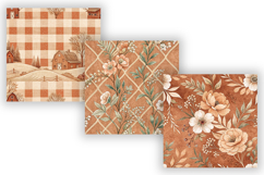 Terracotta Toile Digital Paper Pack, Vintage Floral Toile Product Image 4