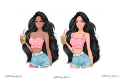 Cute Girl with Iced Coffee Clipart Product Image 4