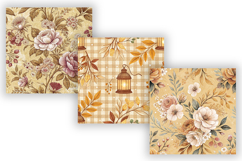 Amber Glow Toile Digital Paper Pack, Vintage Floral Toile Product Image 4
