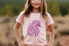 Mystical Unicorn Silhouette SVG | Fantasy Hair & Sparkles Product Image 2