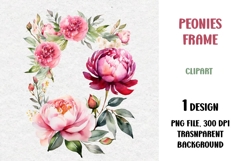 Watercolor Peonies Frame, PNG Product Image 1