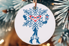 Christmas Lady Snowflake SVG with Mistletoe Mittens Clipart Product Image 2