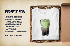 Black Sesame Matcha Latte Clipart Bundle 4 PNG Product Image 2