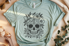 4 Sugar Skull SVG Cut Files|Floral Dia de los Muertos Design Product Image 4