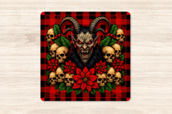 Gothic Christmas Coaster PNG | Krampus Skulls Plaid Product Image 5